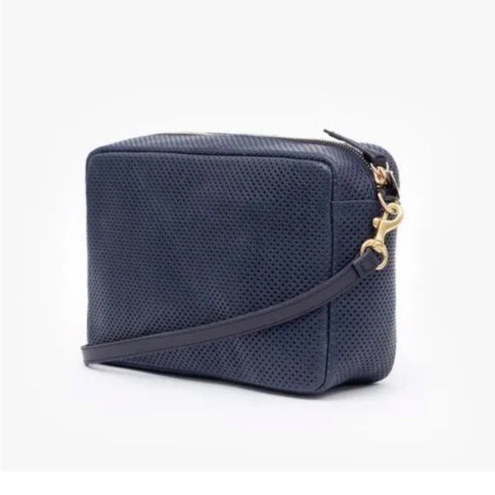 Clare V marisol bag in navy perforated, in good condition!
